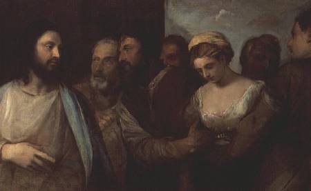 Christ and the adulteress a Tiziano (alias Tiziano Vercellio)