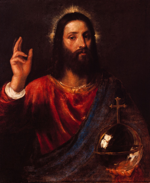 Christ blessing / Titian / c.1565 a Tiziano (alias Tiziano Vercellio)
