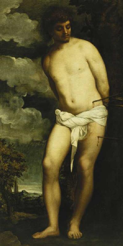Der Heilige Sebastian. a Tiziano (alias Tiziano Vercellio)
