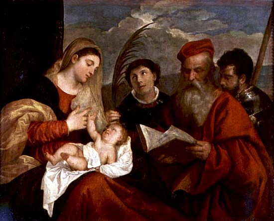 Madonna and Child with SS. Stephen, Jerome and Maurice a Tiziano (alias Tiziano Vercellio)