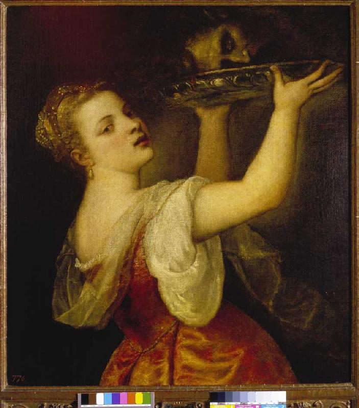 Salome with a raised bowl a Tiziano (alias Tiziano Vercellio)
