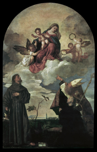 Titian / Mary with child and saints a Tiziano (alias Tiziano Vercellio)
