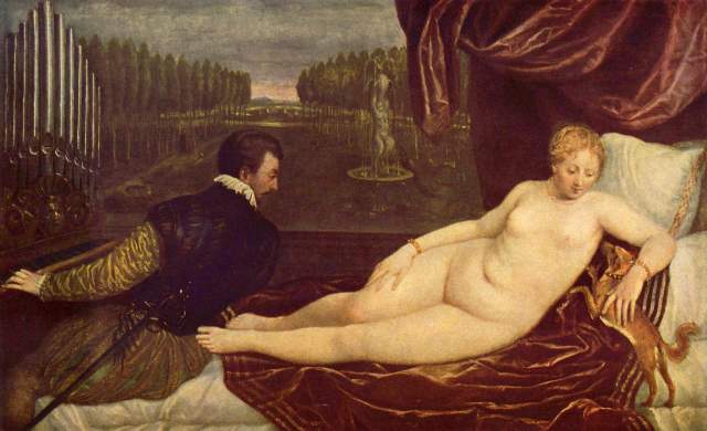 Venus and the organ player a Tiziano (alias Tiziano Vercellio)