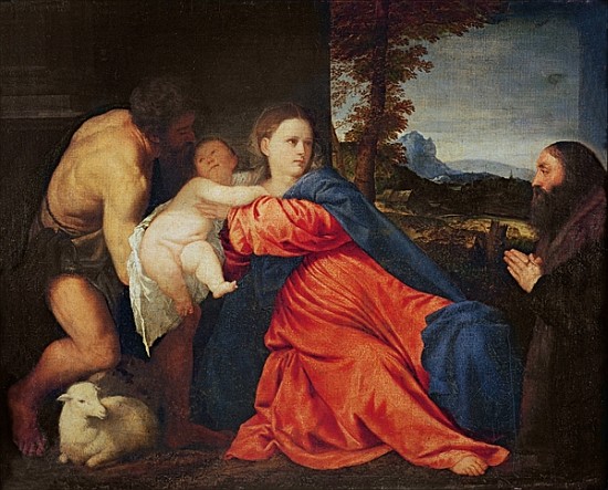 Virgin and Infant with Saint John the Baptist and Donor a Tiziano (alias Tiziano Vercellio)