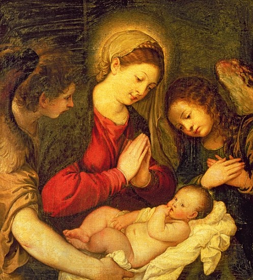 Madonna and Child with Two Angels a Tizian (Scuola)