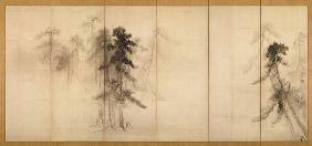 Pine Trees (Right of a pair of six-section folding screens)
