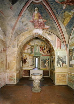 Interior of the Baptistery with fresco depicting scenes from the Life of Saint John, by Tommaso Maso a Tommaso Masolino da Panicale