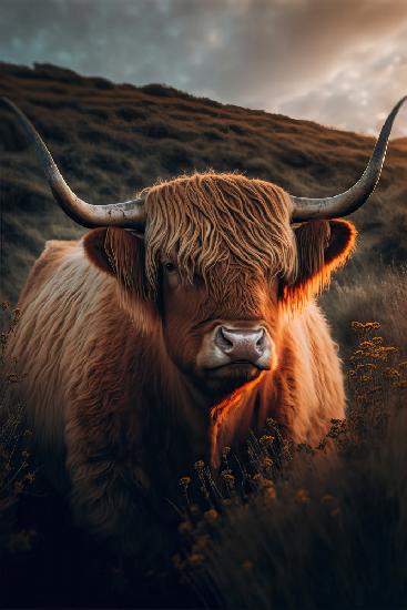 Highland Cow With Big Horns