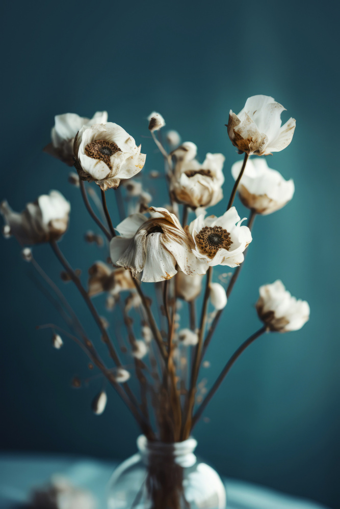 White Flowers On Turquoise Background a Treechild