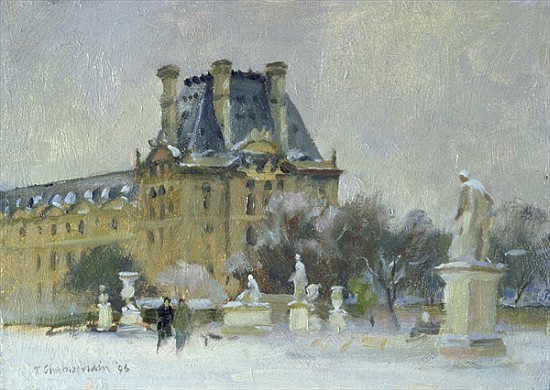 Snow in the Tuilleries, Paris, 1996 (oil on canvas)  a Trevor  Chamberlain