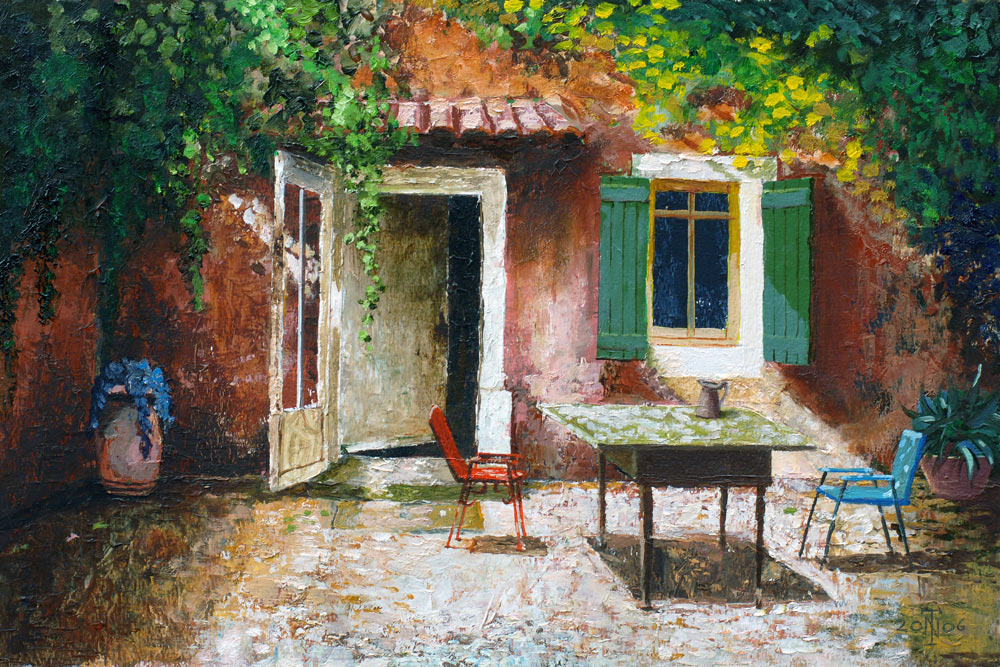 French Patio, 2006 (oil on board)  a Trevor  Neal