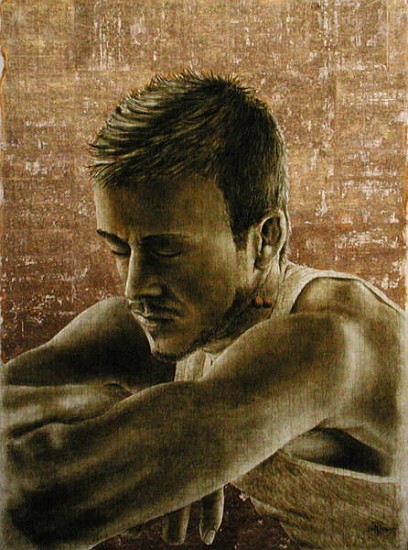 Beckham (b.1975) (oil and gold leaf on cracked gesso on canvas laid on board)  a Trevor  Neal