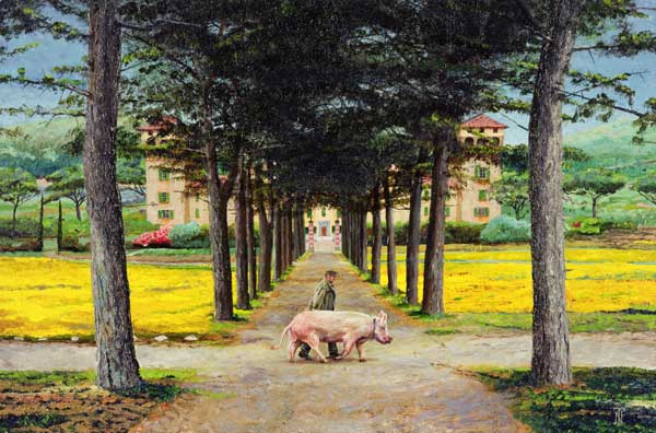 Big Pig, Pistoia, Tuscany (oil on canvas)  a Trevor  Neal