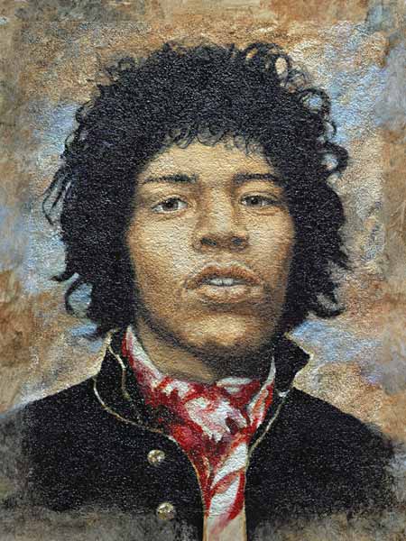 Hendrix (1942-70) (oil on polytex board)  a Trevor  Neal