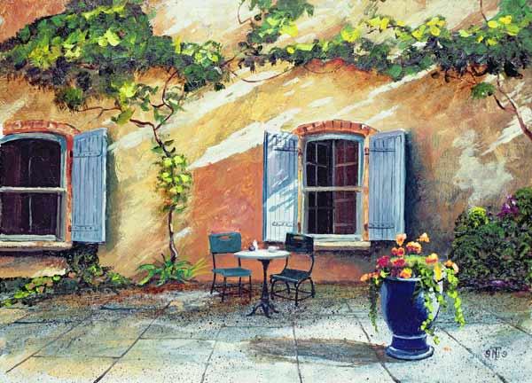 Shuttered Windows, Provence, France, 1999 (oil on board) 