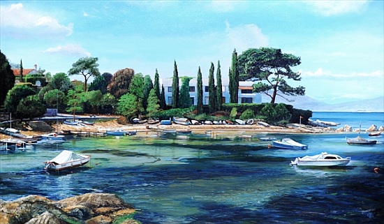 Villa and Boats, South of France a Trevor  Neal