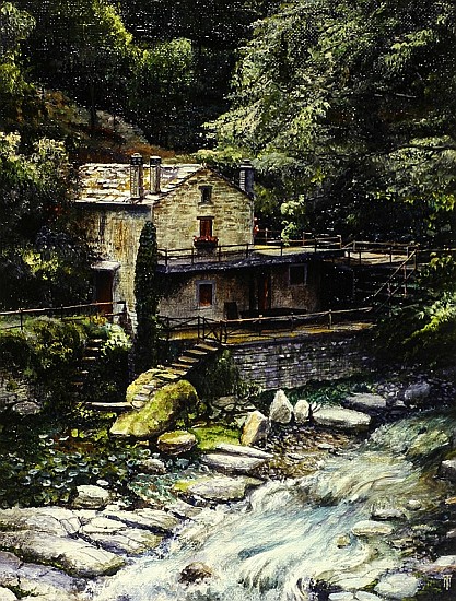 Watermill, Poretta, Tuscany, 1998 (oil on canvas)  a Trevor  Neal