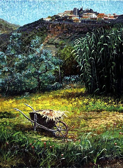 Wheelbarrow, Montecatini, Tuscany (oil on canvas)  a Trevor  Neal