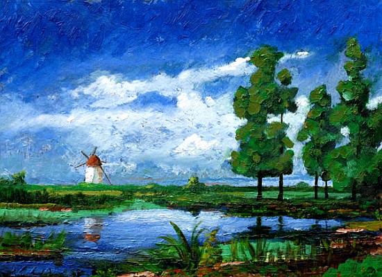 Windmill, Holland, 2006 (oil on board)  a Trevor  Neal