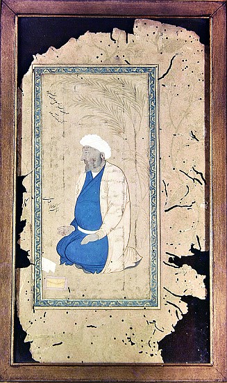 Man kneeling with hand outstretched in prayer a Scuola Turca