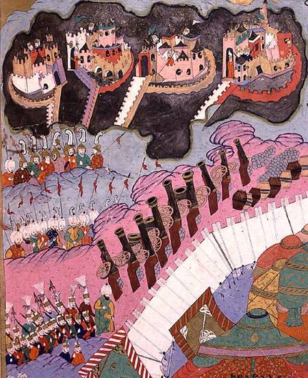 TSM H.1524 The Forces of Suleyman the Magnificent (1484-1566) Besieging a Christian Fortress, from t a Scuola Turca
