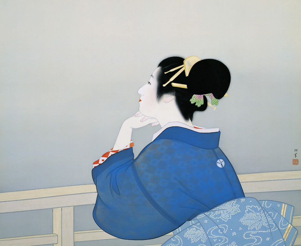 A woman is waiting for the moon to rise a Uemura Shoen