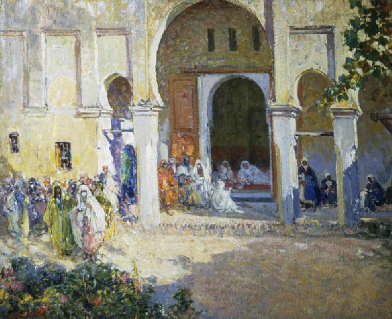 Judgment of the Pasha, Fes 1924, painting by Ulisse Caputo (1872-1948), 80x100 cm, Italy, 20th centu a Ulisse Caputo
