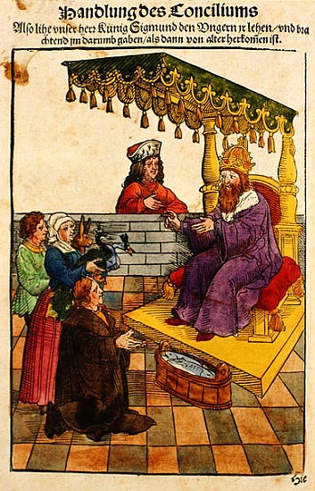 Sigismund performs his feudal duties at the Council of Constance, from ''Chronik des Konzils von Kon a Ulrich von Richental