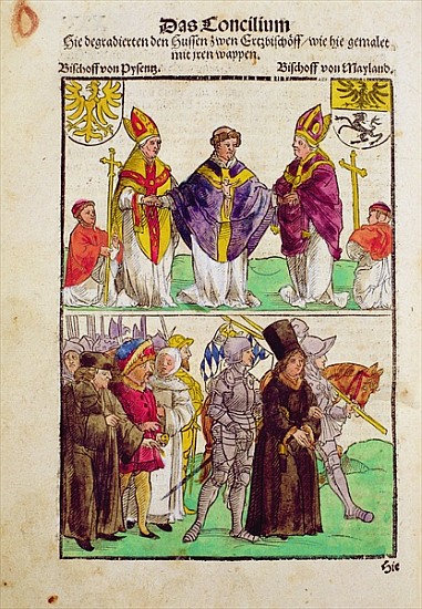 The execution of Jan Hus or one of his priests at the Council of Constance, from ''Chronik des Konzi a Ulrich von Richental