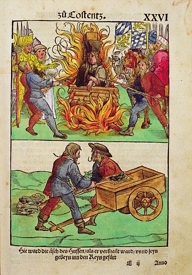 The execution of Jan Hus or one of his priests at The Council of Constance, from ''Chronik des Konzi a Ulrich von Richental