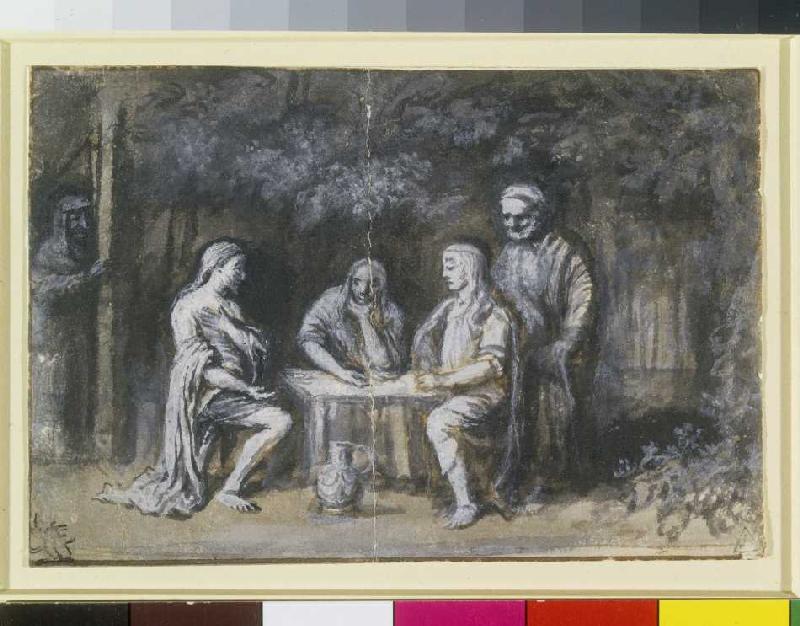 Abraham und die drei Engel. a (circa 1900) Pittore anonimo