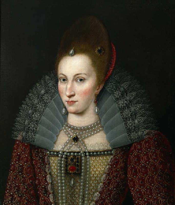 Anne von Dänemark, Königin von England (1574-1619), Gemahlin James I. a (circa 1900) Pittore anonimo