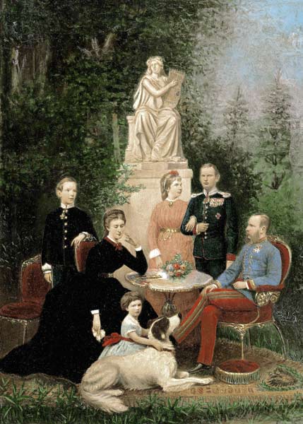 Gruppenbild mit Kaiser Franz Joseph I a (circa 1900) Pittore anonimo