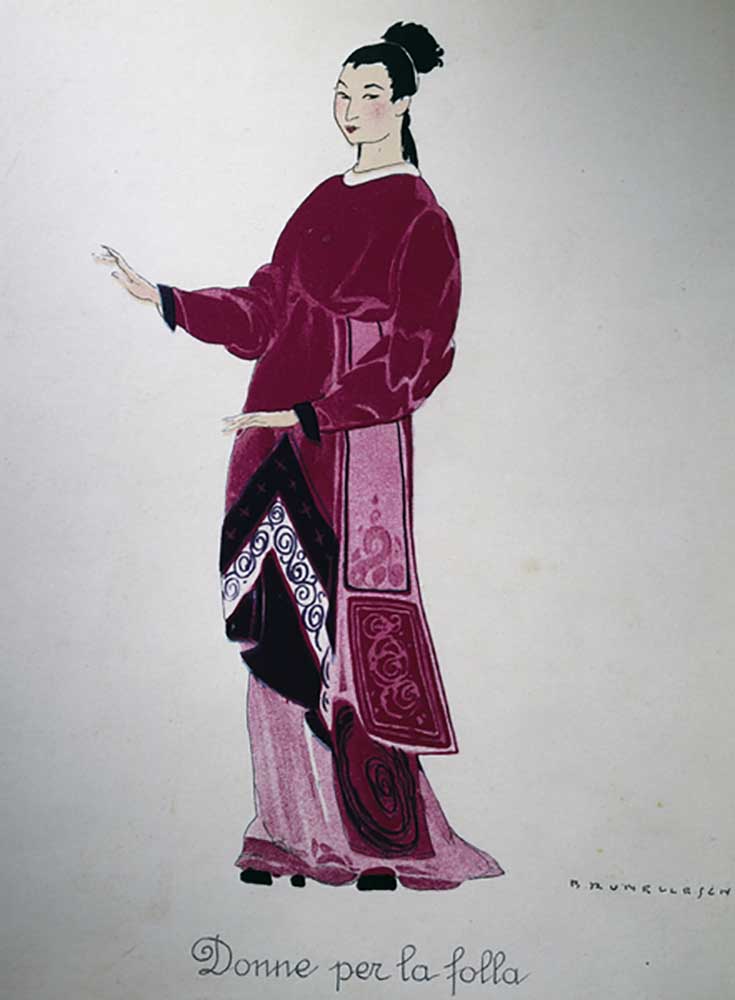 Costume of a lady from Turandot by Giacomo Puccini, sketch by Umberto Brunelleschi (1879-1949) for t a Umberto Brunelleschi