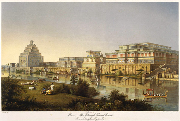 The Palaces of Nimrud Restored (From "Discoveries in the Ruins of Nineveh and Babylon" by Austen Hen a Unbekannter Künstler