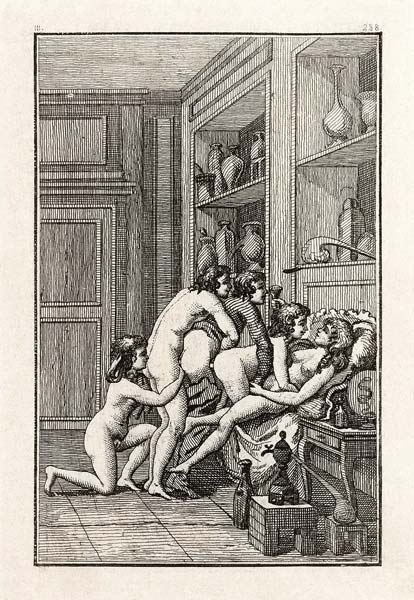 Illustration for the novels by Marquis de Sade a Unbekannter Künstler
