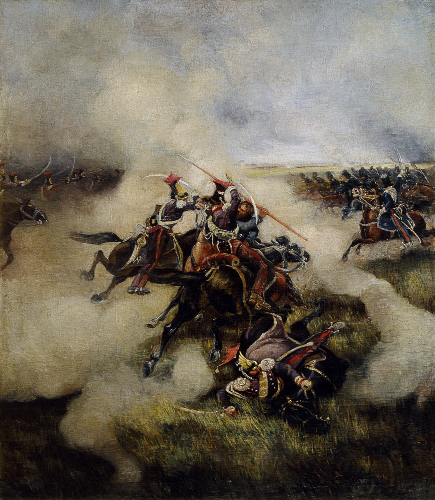 Polish uhlans fighting with cossacks a Unbekannter Künstler