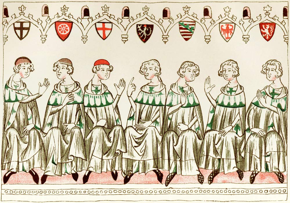 Seven Prince Electors voting for Henry VII, Holy Roman Emperor (Copy of a miniature from the Balduin a Unbekannter Künstler