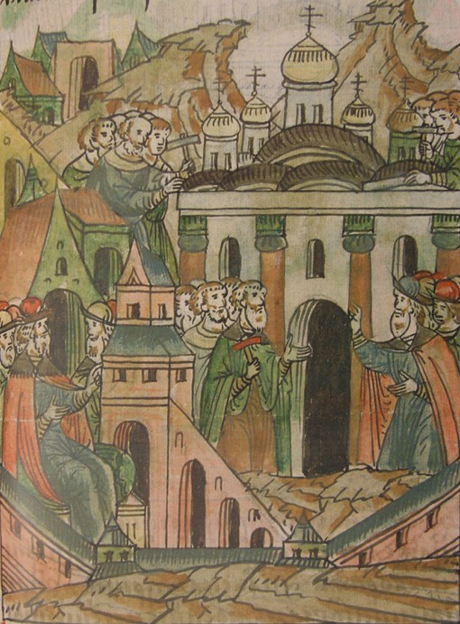 Completion of construction of the Assumption Cathedral in the Moscow Kremlin (From the Illuminated C a Unbekannter Künstler