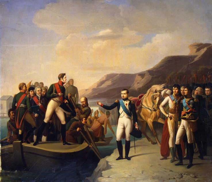 Emperors Alexander I of Russia and Napoleon I of France at the Neman near Tilsit on July 1807 a Unbekannter Künstler