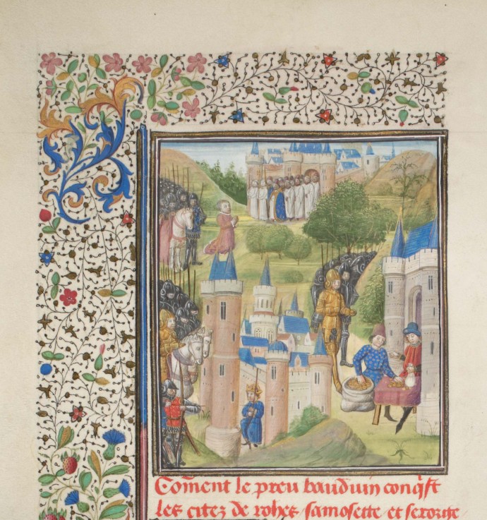 Baldwin of Boulogne entering Edessa in February 1098. Miniature from the "Historia" by William of Ty a Unbekannter Künstler