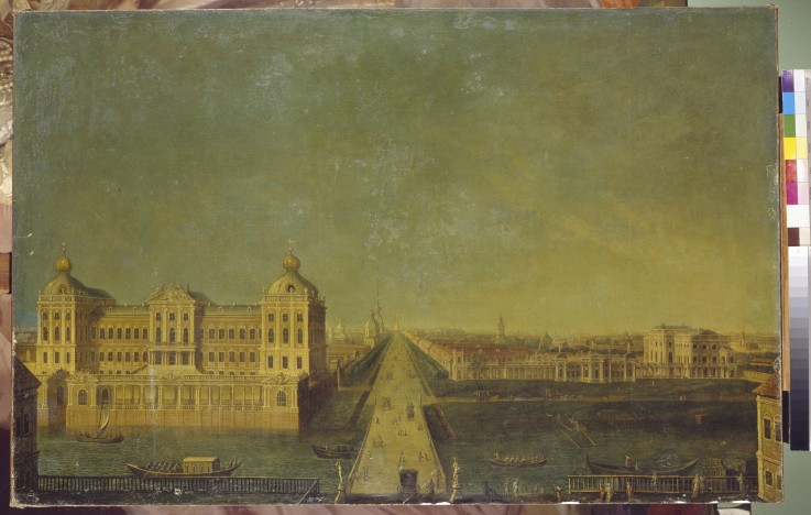 View of the Nevsky Prospekt from the Anichkov Palace with the Shuvalov's House a Unbekannter Künstler