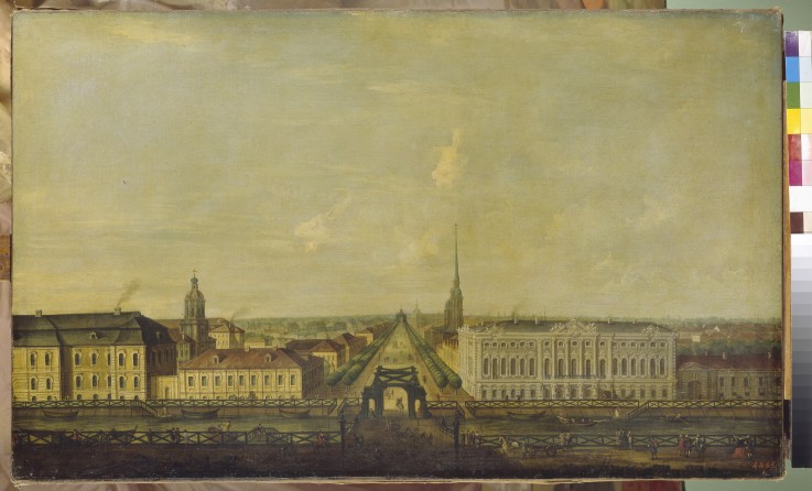 View of the Nevsky Prospekt from the Police Bridge with the Stroganov Palace a Unbekannter Künstler
