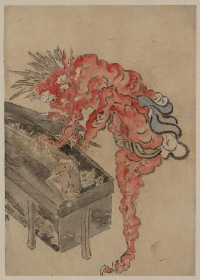 Demon, possibly Ibaraki, opening a box