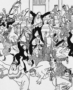 Caricature on Schoenberg's Chamber Symphony No 1 on 31 March 1913 in Vienna