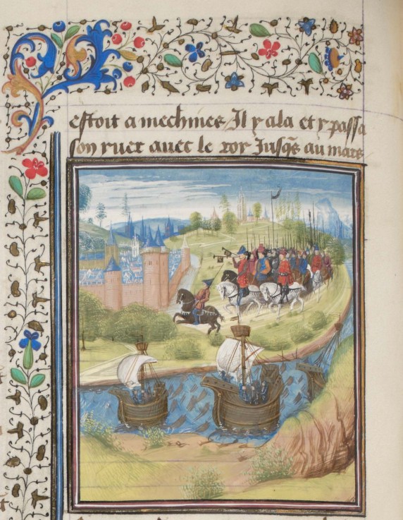 English king Richard I Lionheart conquered the island of Cyprus in 1191. Miniature from the "Histori a Unbekannter Künstler
