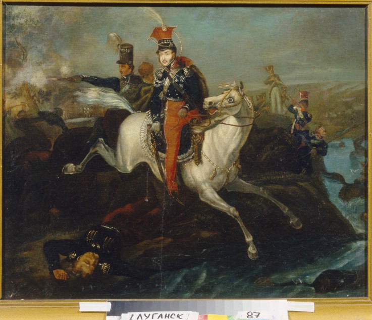 Death of Prince Józef Poniatowski in the Battle of Leipzig a Unbekannter Künstler
