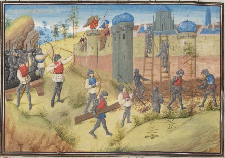 The Siege of Jerusalem, 1099. Miniature from the "Historia" by William of Tyre a Unbekannter Künstler