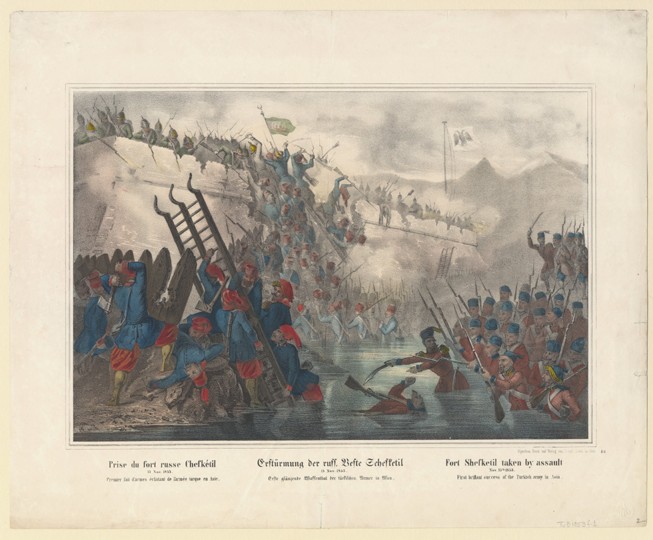 Turkish troops storming Fort Shefketil on November 15, 1853 a Unbekannter Künstler