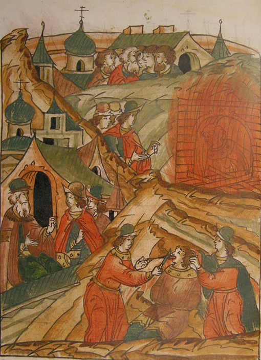 Execution of heretics (From the Illuminated Compiled Chronicle) a Unbekannter Künstler
